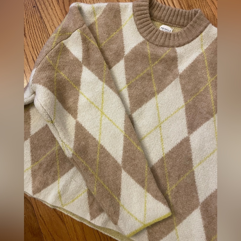 Pringle of Scotland x H&M patterned sweater, size S, various beige colors